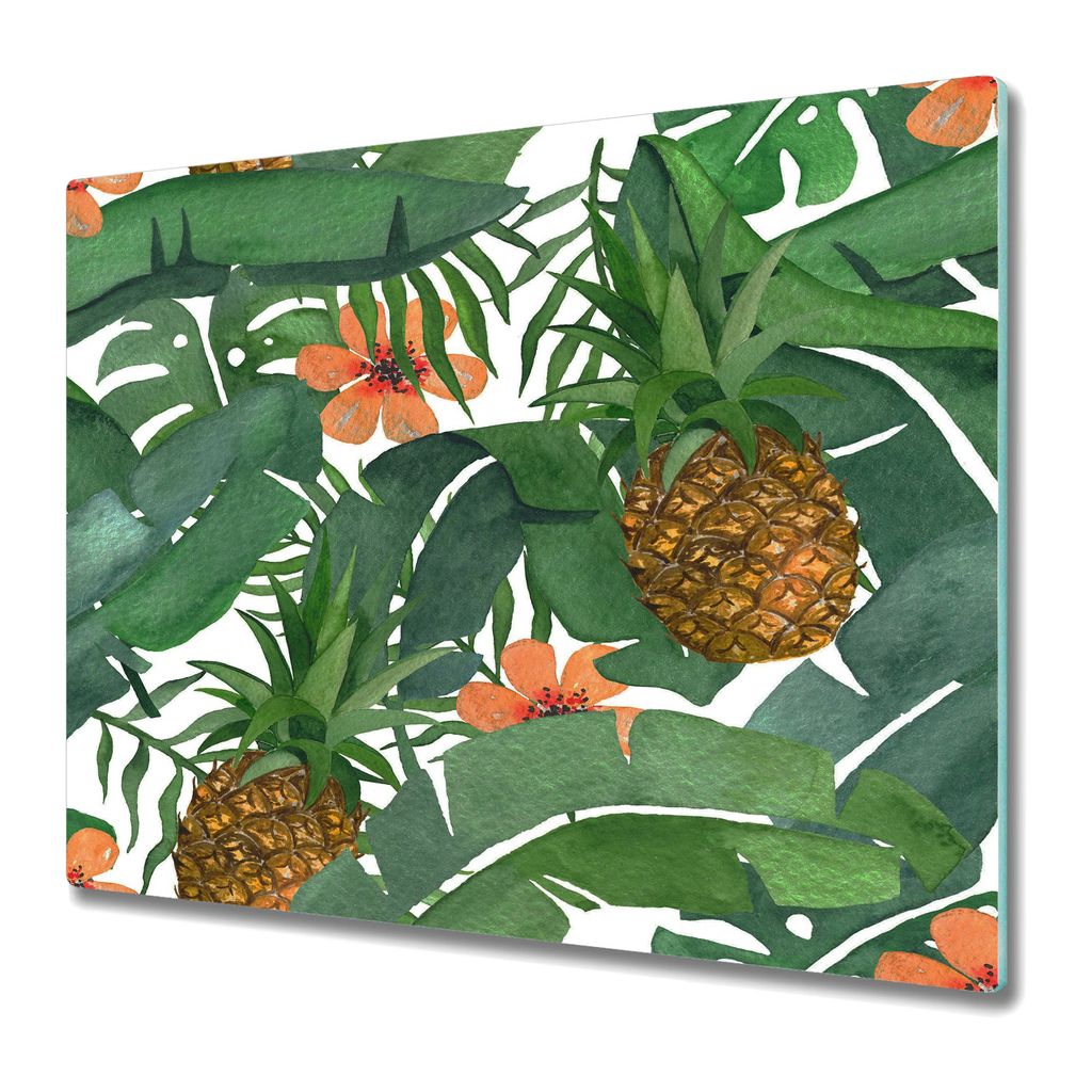 Küchenschneidebrett - Glasschneidebrett - Herdabdeckung - 60x52 - Tropische Ananas