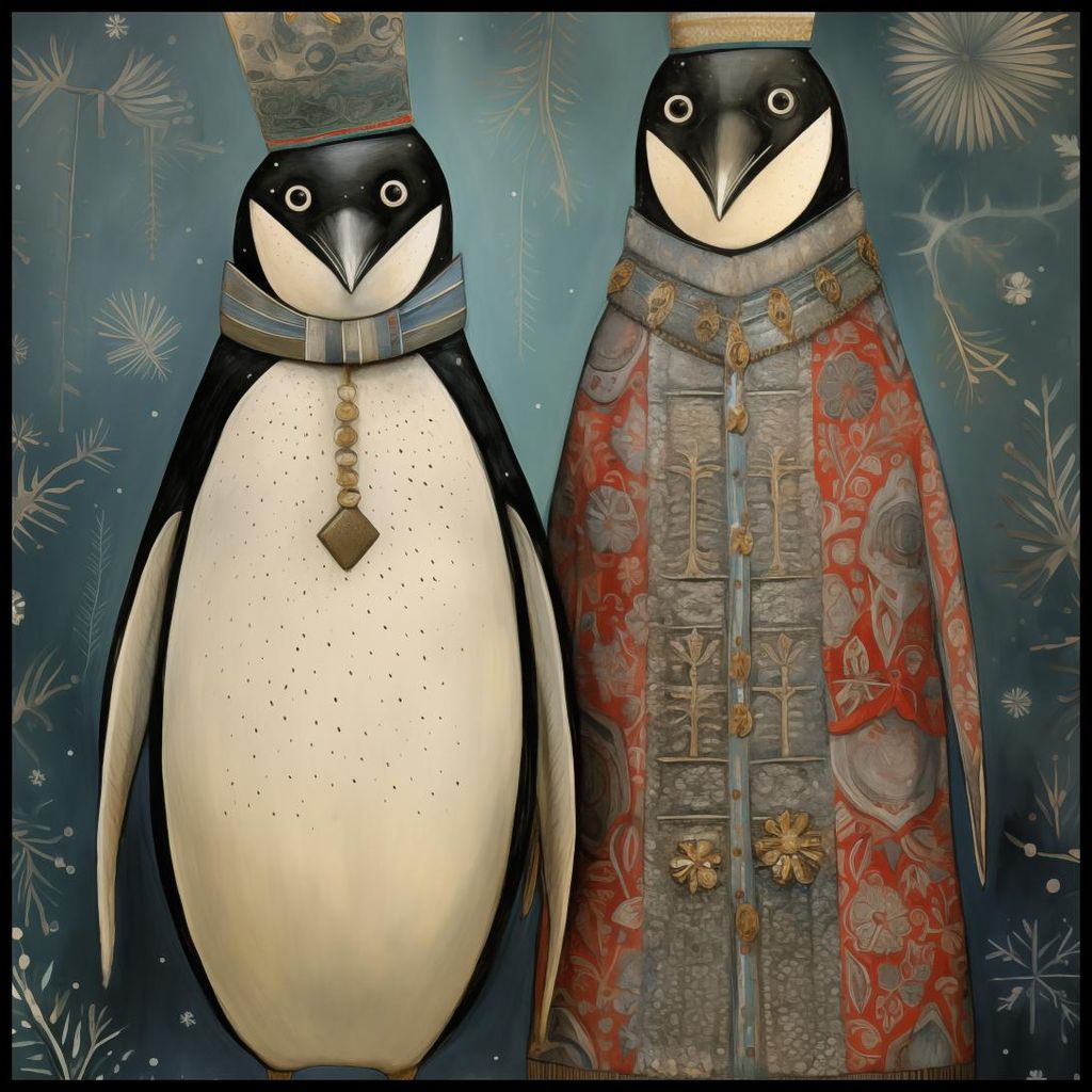 Poster 90x90cm Königspinguine