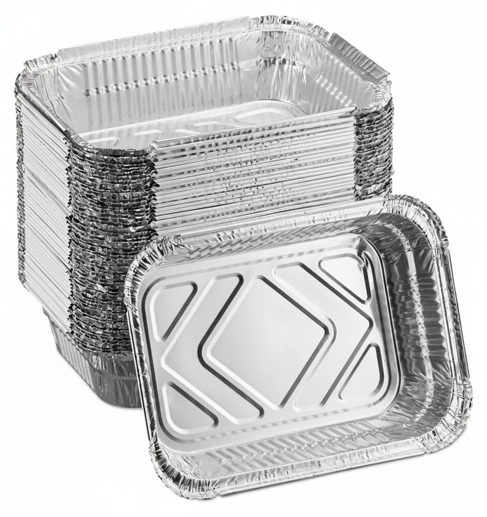 Relaxdays Aluschalen Grill, 50er Set, B x T: 18,5 x 13 cm, Produktbild 