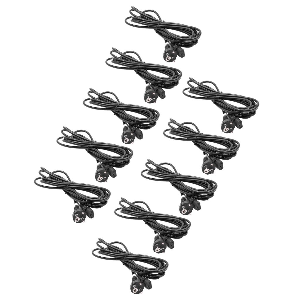 vhbw 10x Netzkabel Schutzkontaktstecker für Kaltgeräte z.B. PC Monitor Computer Drucker - C13 Buchse, 5 m
