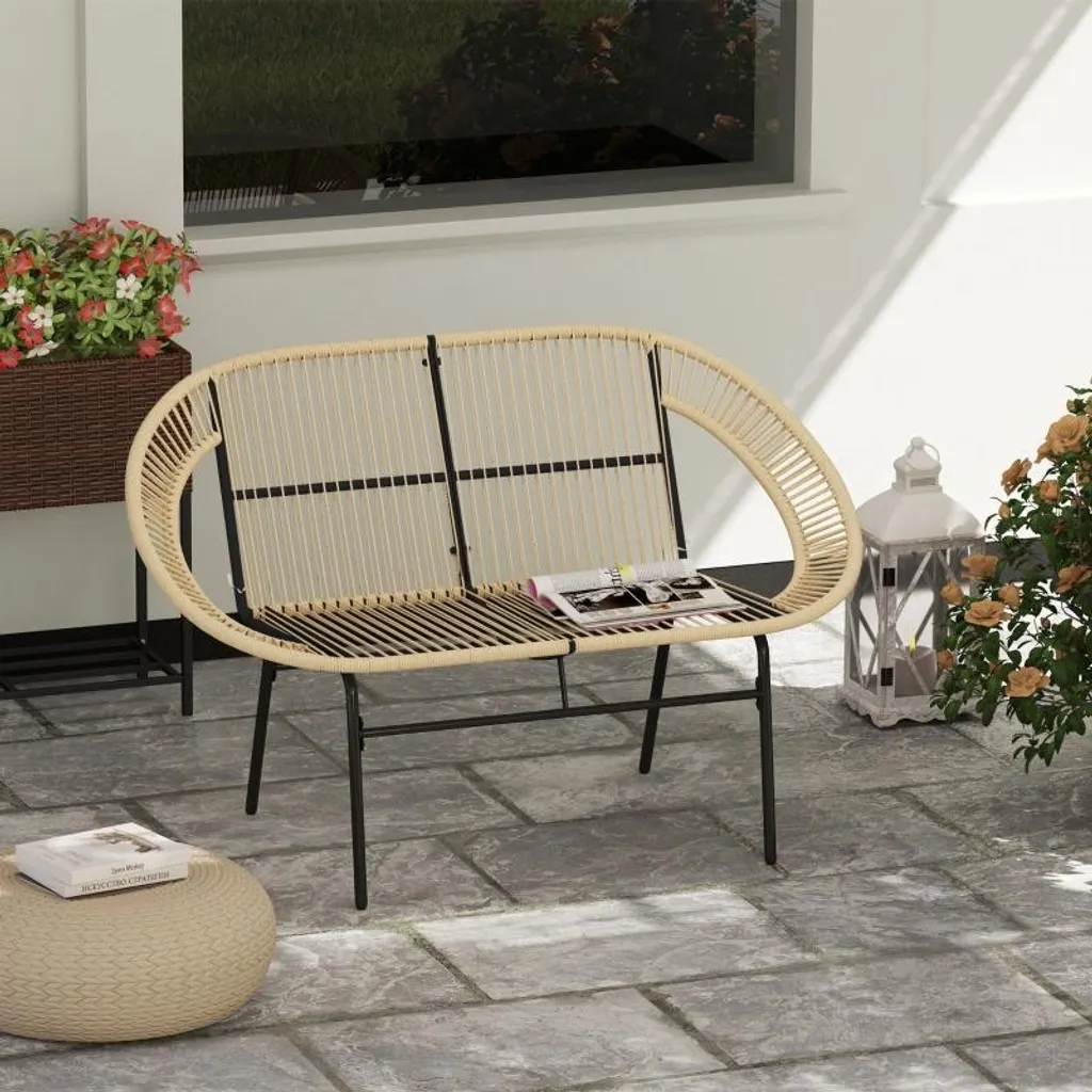 Banc pour balcon et terrasse 2 places, design tressé confortable - 8