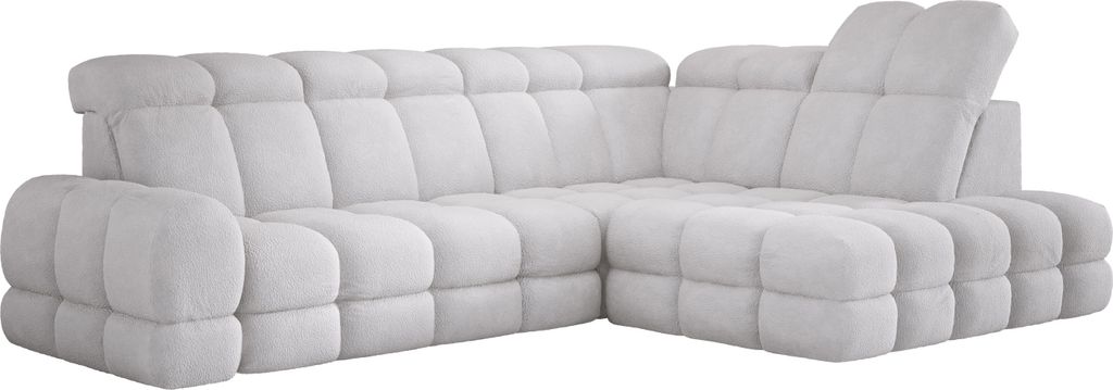 DomoHome Ecksofa Tollo Silber Anthology-Stoff Rechte Seite 302x217x105 cm, L-Form Sofa mit Schlaffunktion, Bettkasten 120x85x17 cm, Elektrisch Vers...