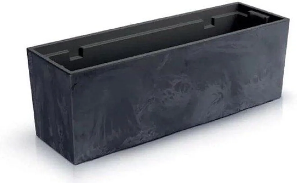 Bac à fleurs rectangulaire effet béton 58cm avec insert de culture