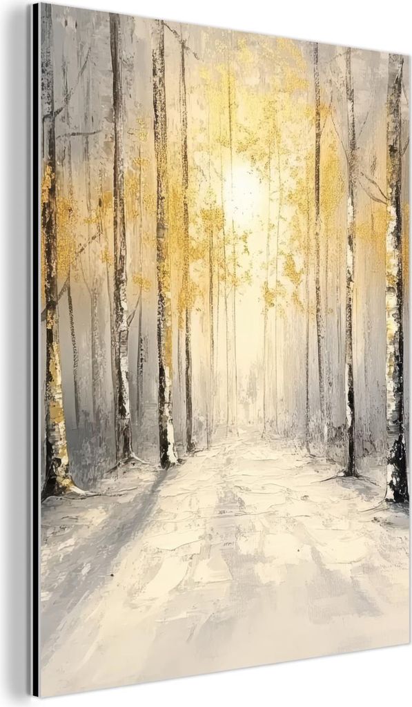 MuchoWow Wanddekoration Metall Metallbild Wandkunst 30x40 cm Winter - Abstrakt - Schnee - Natur - Sonne MuchoWow Aluminium Gemälde - Bilder