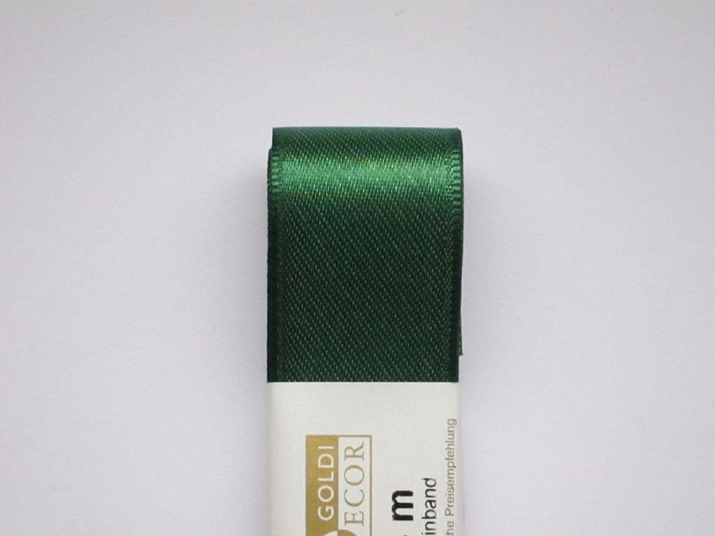 STOFF- BAND Doppelsatin farbig GOLDINA 25 mm/3m DUNKELGRÜN