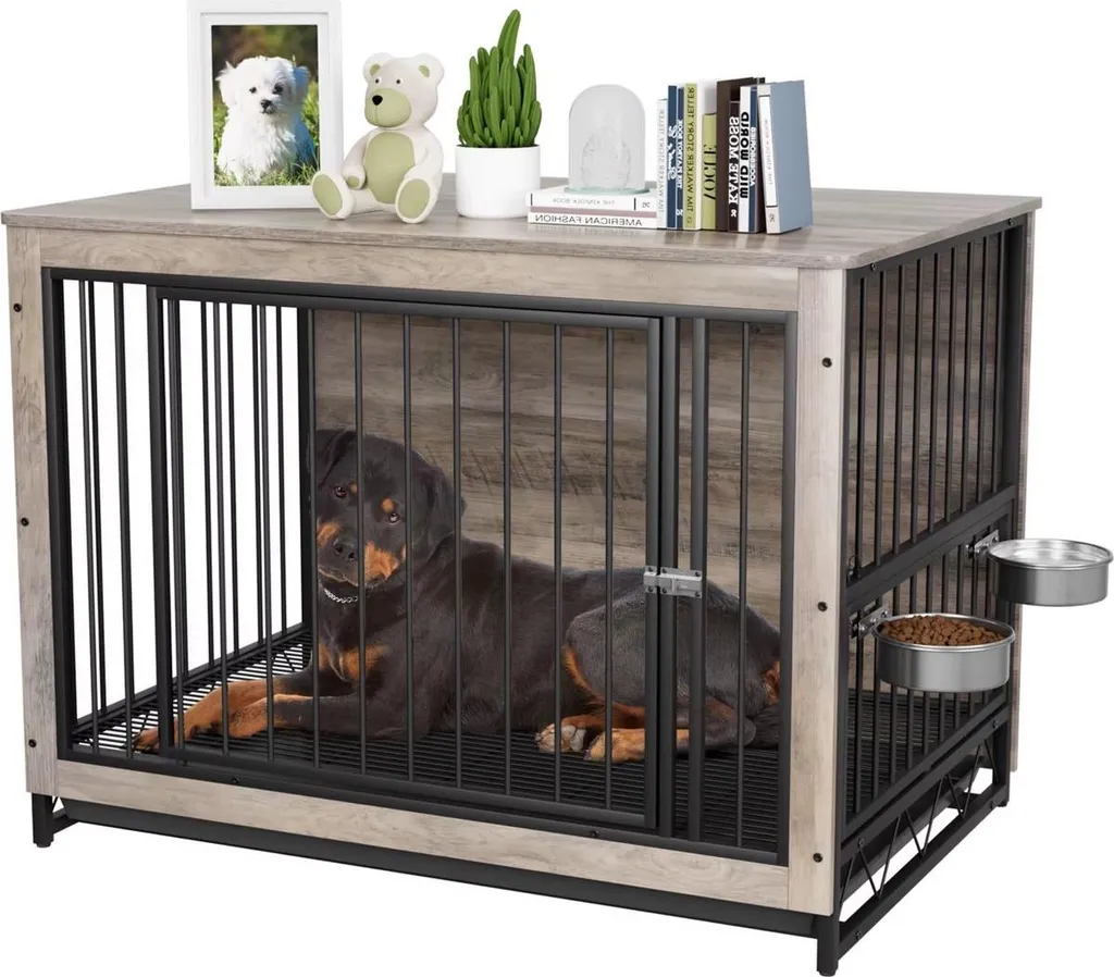 Niche meuble pour chien intérieur double porte anti-stress 100cm