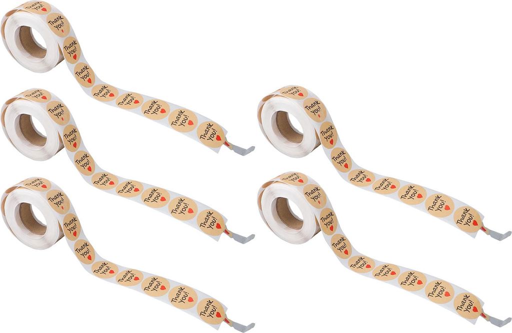 5 Rollen 2500 Stück runde Aufkleber 1 Zoll Durchmesser Kraftpapier Aufkleber Etiketten für Crafting Geschenk Verpackung Umschlag Abdichtung