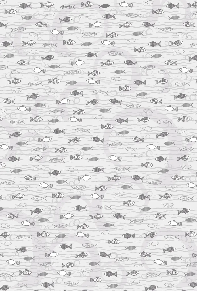 Carton à motifs Poissons Heyda 204772731 Argent et Blanc format A4