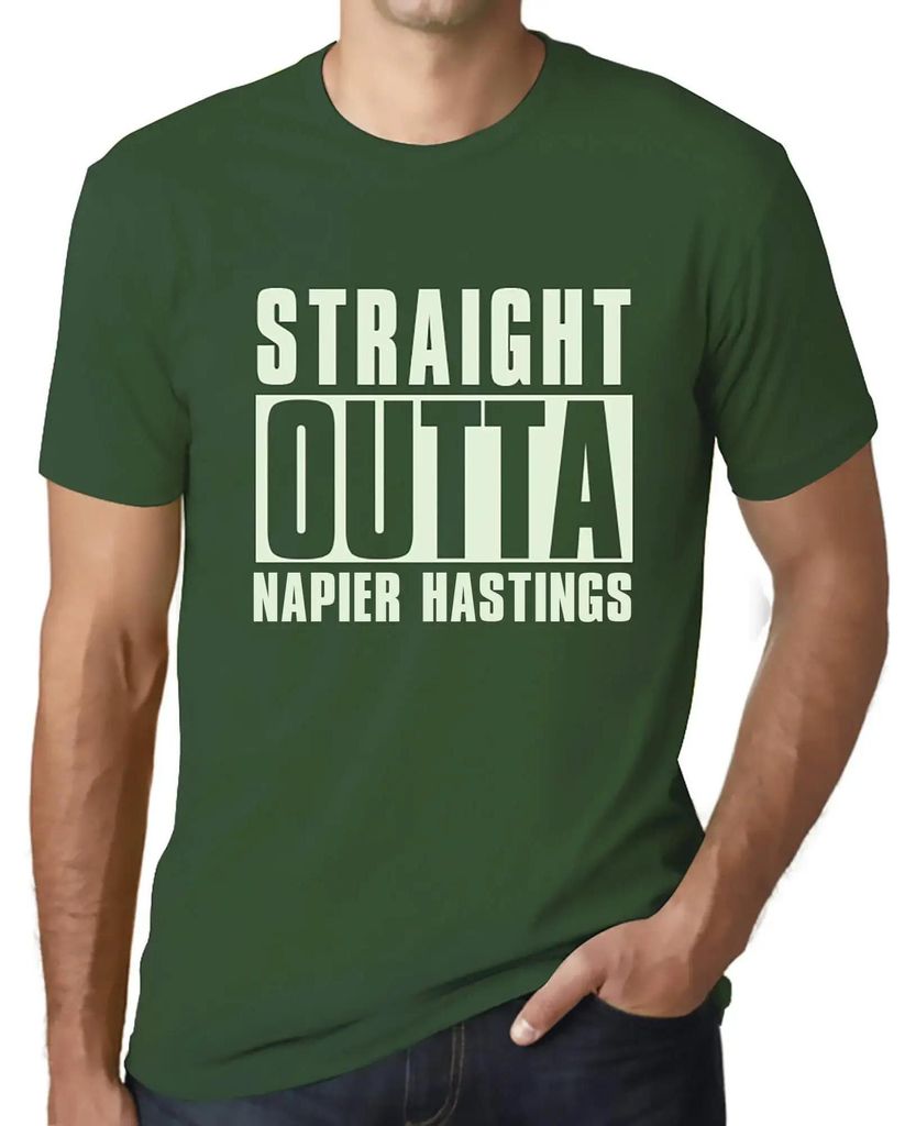 Herren Grafik T-Shirt Straight Outta Napier Hastings Öko-Verantwortlich Vintage Jahrgang Kurzarm Lustige Druck Geburtstag Geschenk Mann