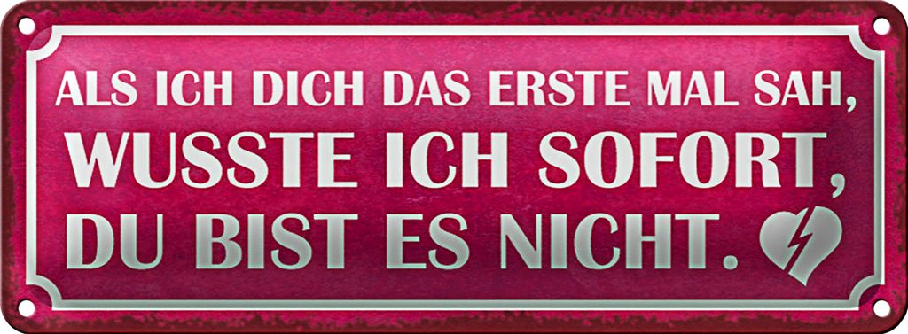 Blechschild Spruch 27x10cm als ich dich das erste Mal sah Dekoration