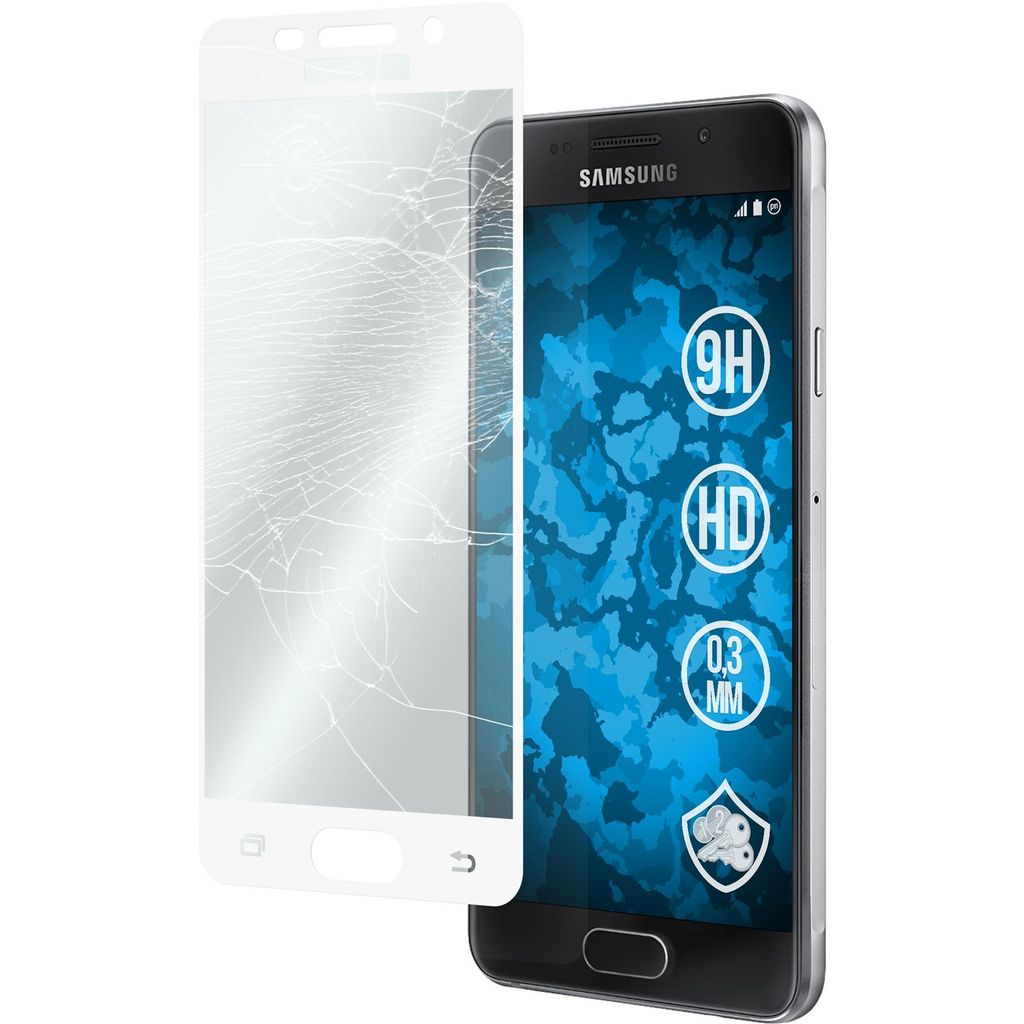 1er-Pack PhoneNatic Glas-Folie klar full-screen weiß kompatibel mit Samsung Galaxy A3 (2016) A310 - Panzerglas für Galaxy A3 (2016) A310
