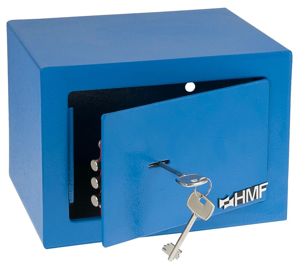 Möbeltresor mit einem Doppelbartschloss von HMF mit 23 cm Breite in Blau