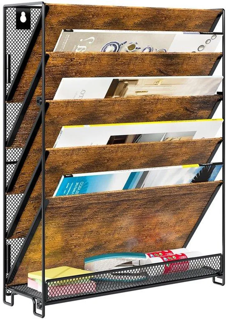 Organiseur mural pour documents et courriers 6 niveaux coloris marron