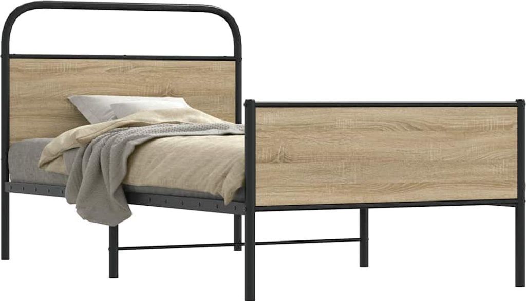 vidaXL Bettgestell ohne Matratze 100x190 cm Sonoma-Eiche Holzwerkstoff