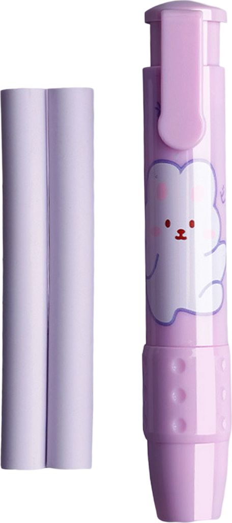 1 Set Push Eraser-Cartoon-Druck ohne Anstiegsantriebsweiche austauschbare Austausch von Inneren Pen Eraser Student Supplies-Lila