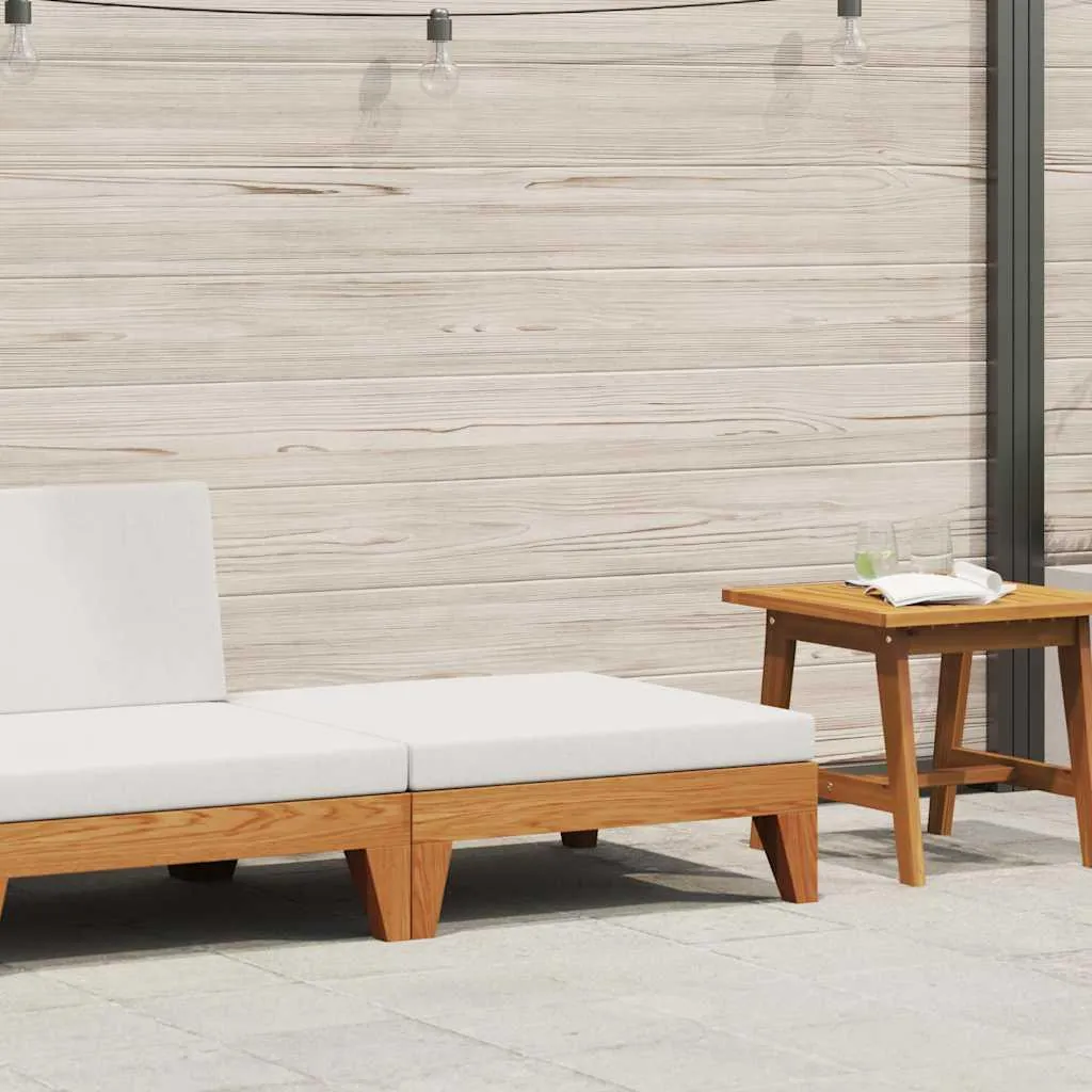 Poggiapiedi modulare con cuscini bianco-crema in legno massiccio di acacia - 2