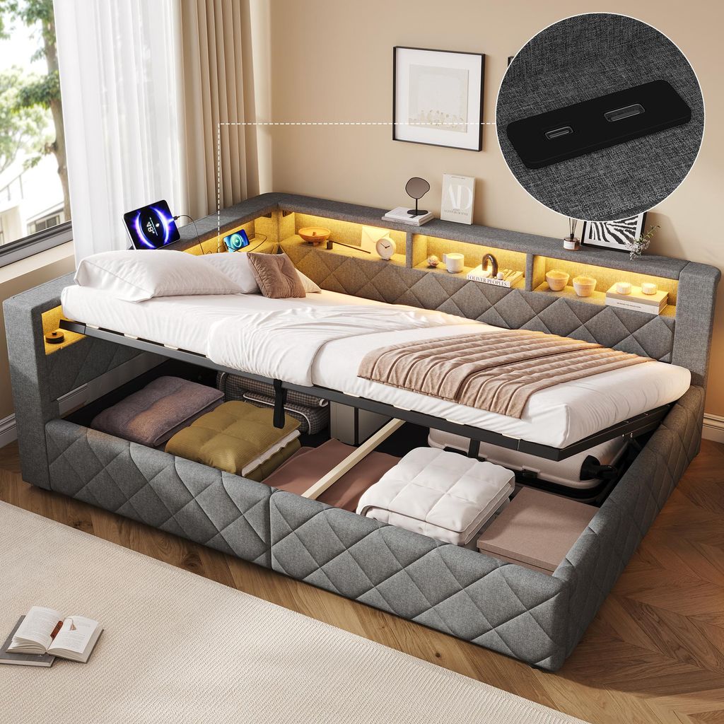 Schlafsofa 140 x 200 cm mit hydraulischem Stauraum, Produktbild 