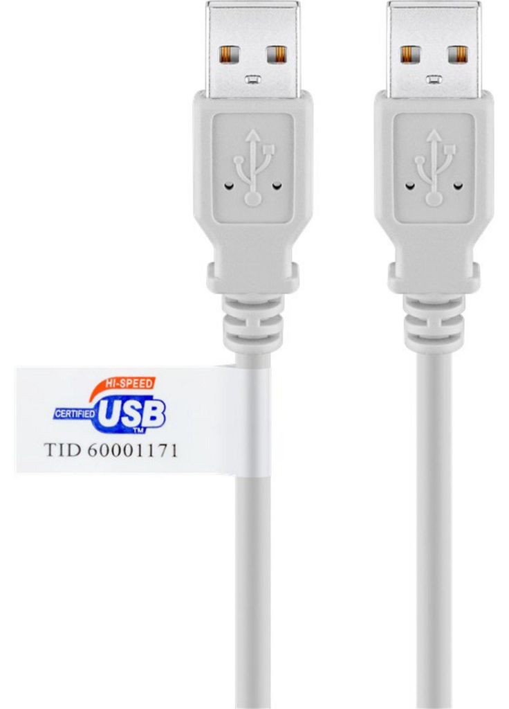 Goobay USB 2.0 Hi-Speed-Kabel mit USB-Zertifikat, Grau, 2m, Produktbild 
