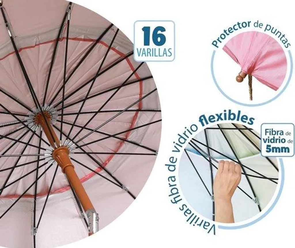 Parasol de Plage Anti-UV UPF 50+ Inclinable 220cm Aluminium Rouge avec Sac