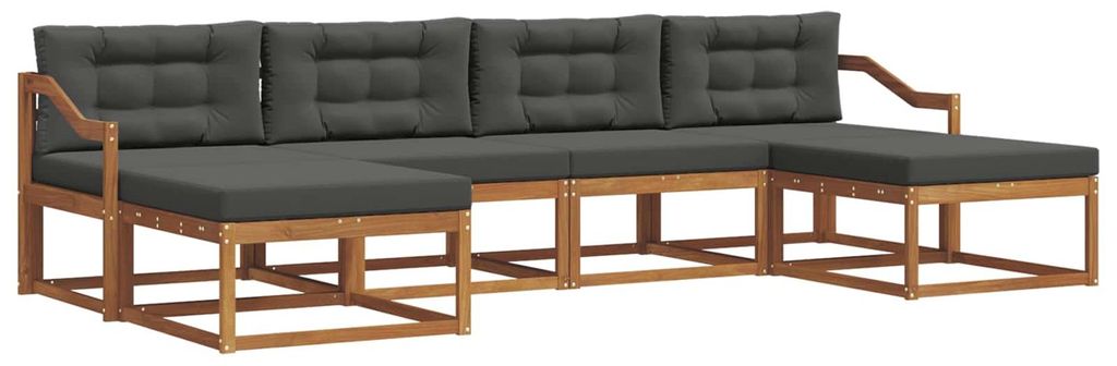 vidaXL Outdoor-Sofagarnitur mit Kissen 6 pcs Natur und Anthrazit