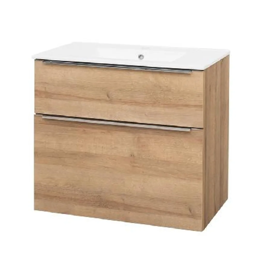 Meuble sous-vasque Mereo Mailo chêne CN521 2 tiroirs pour salle de bain