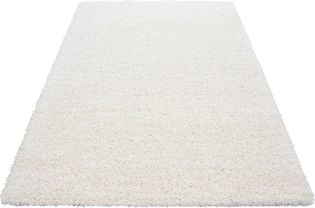 Teppich Wohnzimmer Hochflor Creme 160x230 Rechteck Unicolor Produktbild 