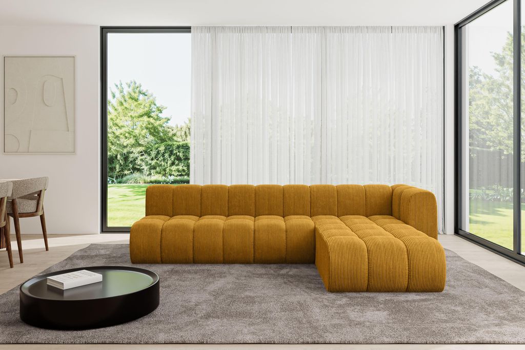 ALTDECOR Modulares Sofa Ecksofa in L-Form - Darnel-L2 - 296x177x70 cm Senfgelb - Corner modular Sofa Eckcouch Couch Wohnlandschaft Cauchsofa Bodens...