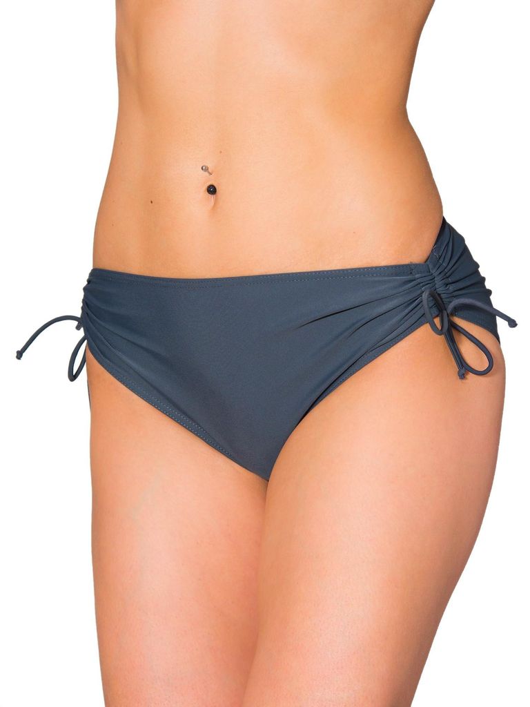 Aquarti Damen Bikinihose mit Raffung und Schnüren, Farbe: Graphit, Größe: 44