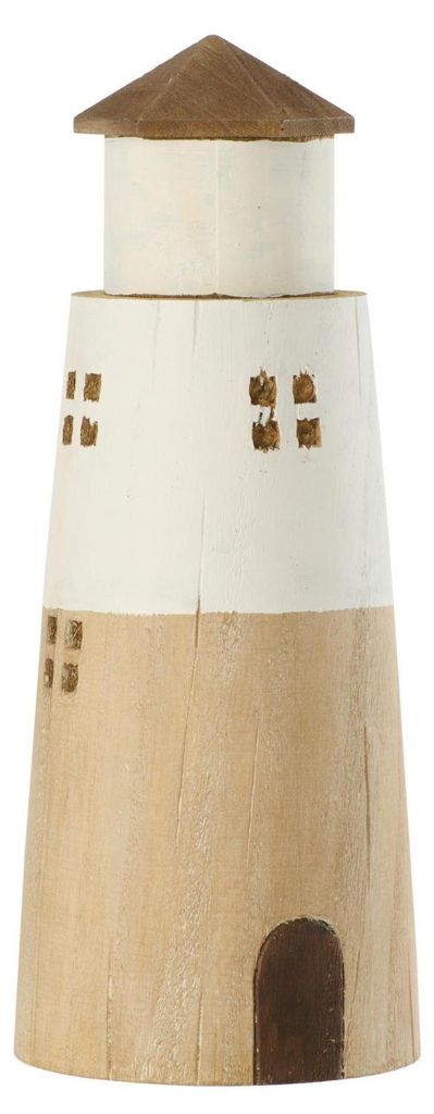 J-Line Leuchtturm Paulownienholz Naturell/Weiß Large