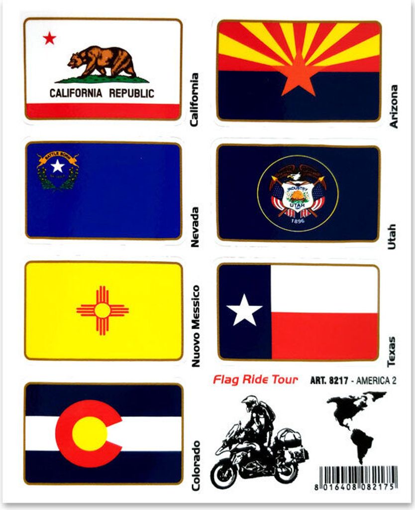 Aufkleber Sticker Flaggen Flag Ride Tour America 2 für Koffer Moto