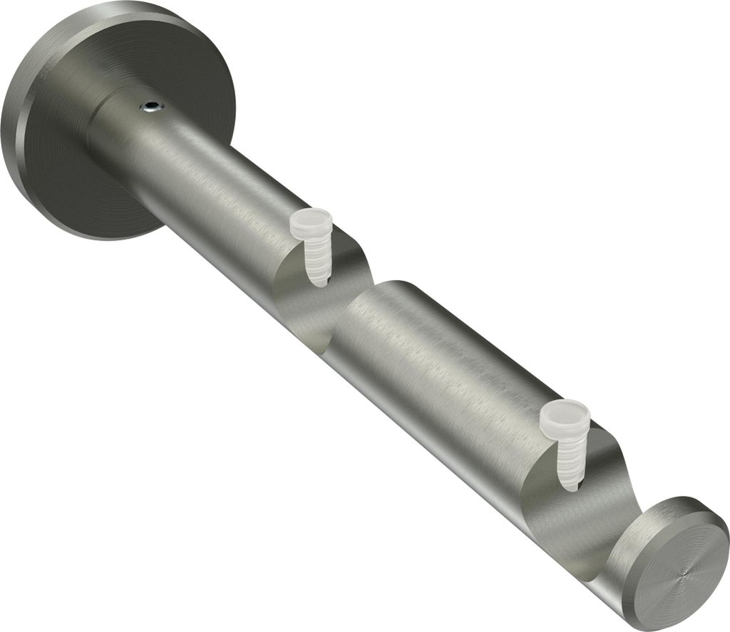 Interdeco Träger mit Abstand 7,5/13 cm / Wandhalterung für Gardinenstangen 16 mm Ø, 2-läufig Edelstahl-Optik, Typ Medium