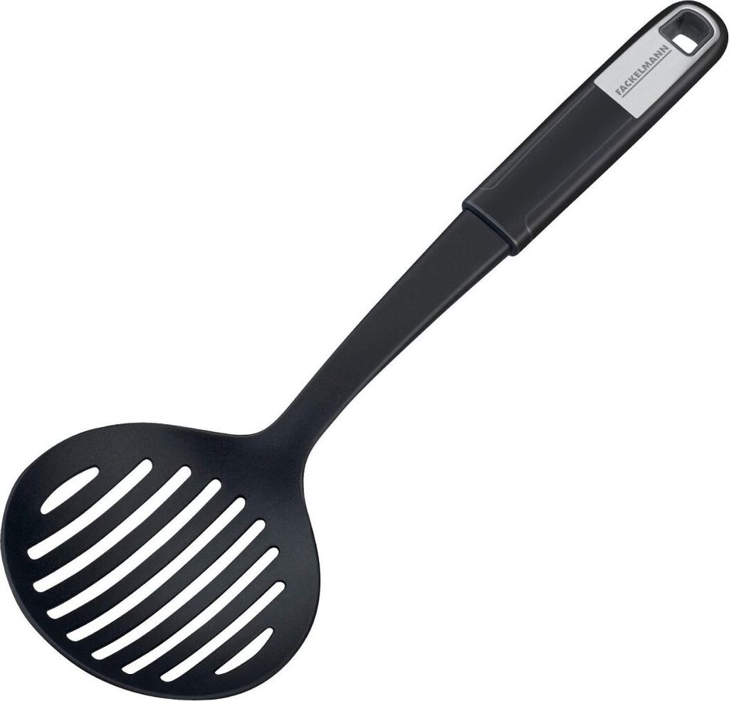 Fackelmann Abseihlöffel 32 cm SENSE, Schöpfkelle zum Abseihen aus Kunststoff, rutschfester Soft-Touch-Griff, Küchenhelfer für beschichtete Pfan...
