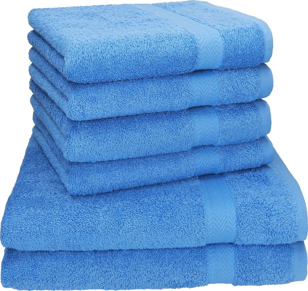 Betz 6-tlg. Handtuch-Set PREMIUM - 2 Liegetücher 4 Handtücher 100% Baumwolle Farbe: hellblau