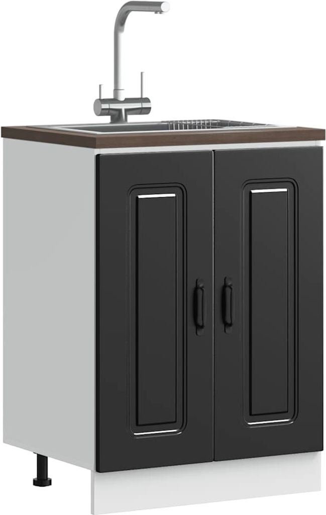 "im Angebot" Spülenunterschrank Kalmar Schwarz 60x46x81,5 Produktbild 