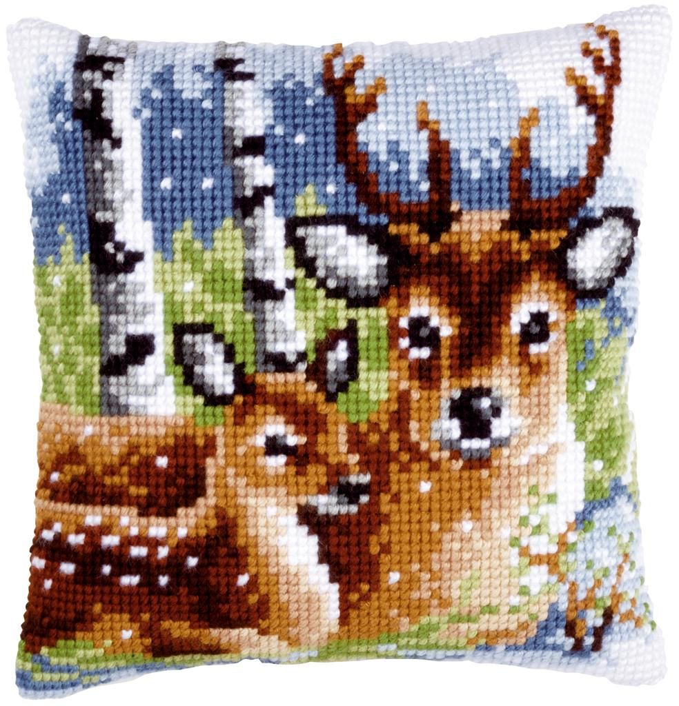 Vervaco Kreuzstichkissen "Rehe", Stickbild vorgezeichnet