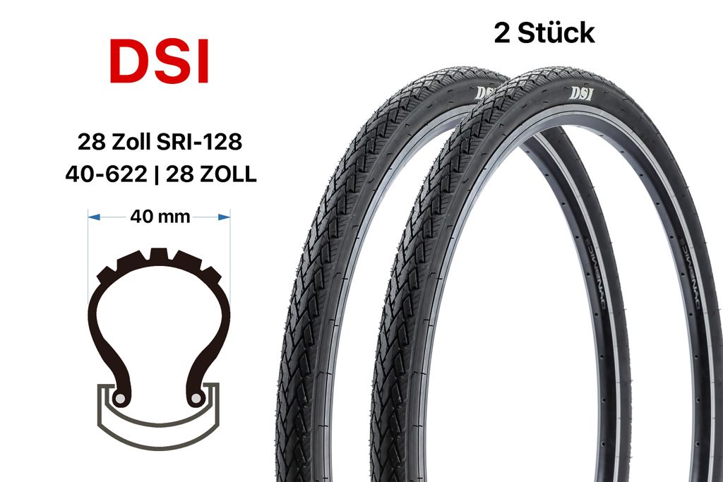 2 Stück 28 Zoll Fahrrad Reifen SET DSI 40-622