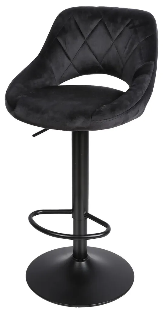 Tabouret de bar noir réglable en velours pour comptoir et coin repas