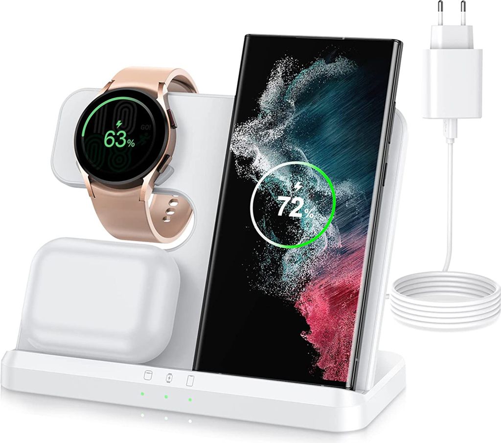 3 in 1 Induktive Ladestation, drahtloses Ladegerät für Samsung 20W Wireless Charger