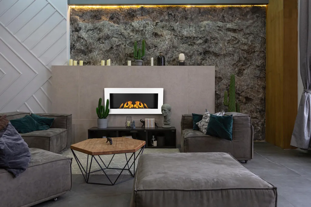 Cheminée Bioéthanol Murale Intérieur/Extérieur Design Blanc Moderne - 14