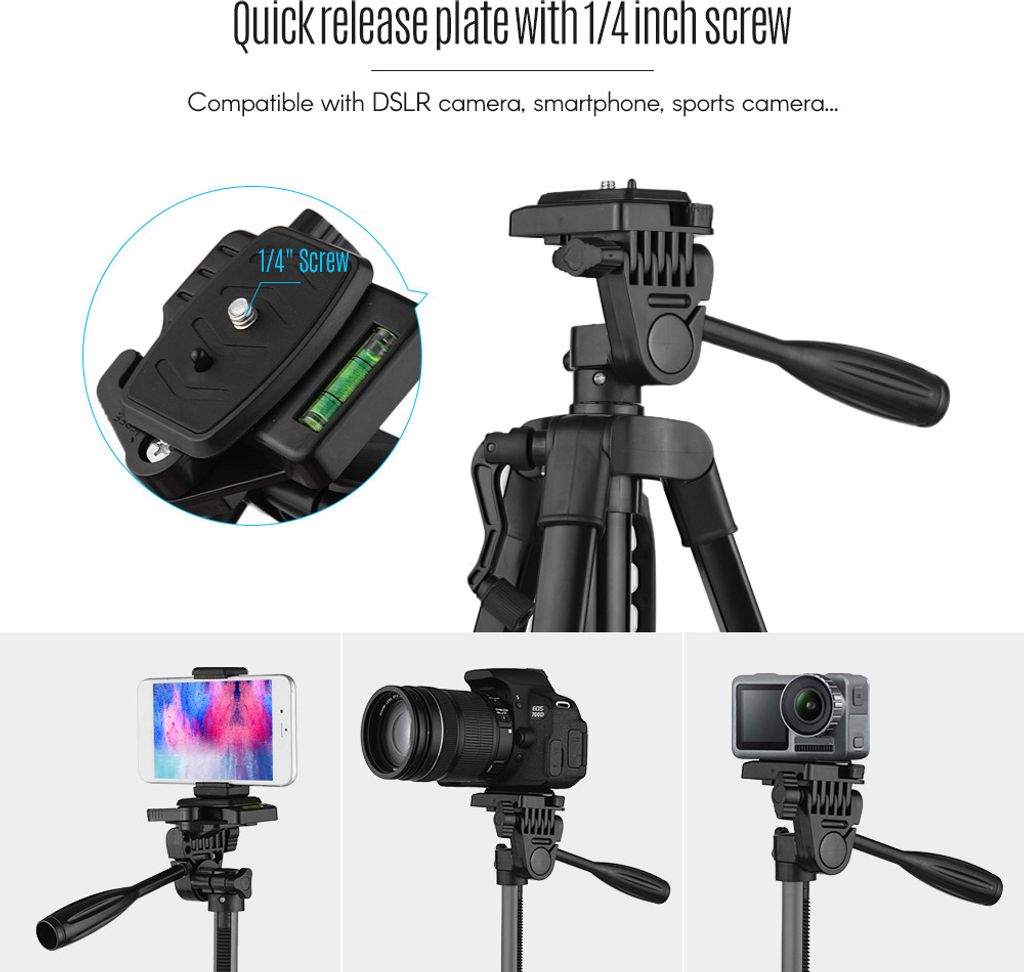 Andoer 135cm Stativ Kamera Stativ Kamera Dreibein Tripod Produktbild 4