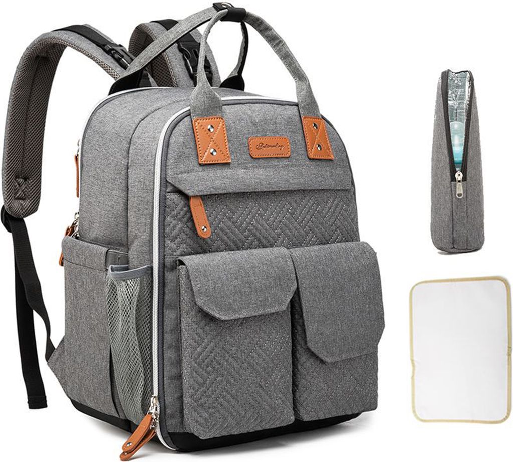 MODFU Wickeltasche Rucksack Großer Wickelrucksack mit Multifunktions-Babytaschen und mobiler Wickelauflage - Schnullerhalter und Kinderwagengurte ...