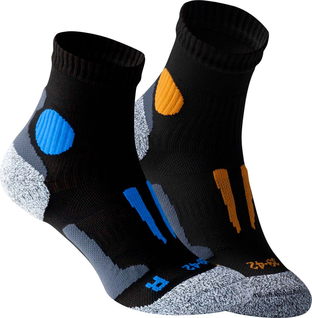 Uni Quarter Lauf- & Funktionssocken, 2 Paar  - Schwarz-Blau Produktbild 