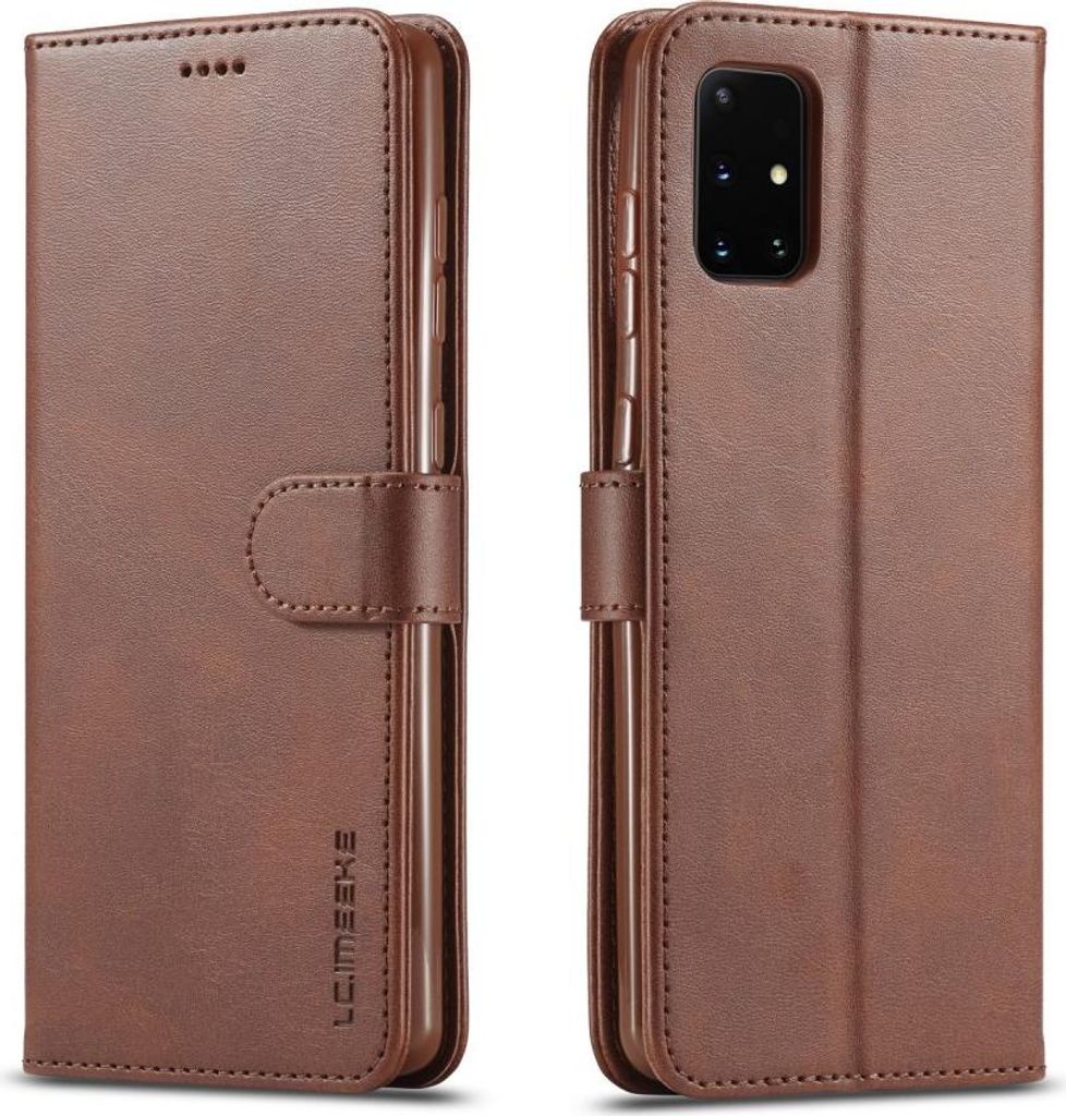 Samsung Galaxy A31 Hülle - LC.IMEEKE Luxus Klapphülle - Dunkelbraun
