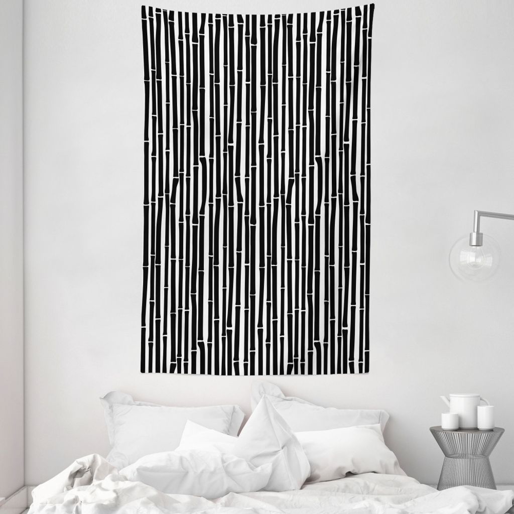 ABAKUHAUS Bambus Wandteppich und Tagesdecke, Schwarzweiss-Vorbauten aus Weiches Mikrofaser Stoff Waschbar ohne Verblassen Digitaldruck, 140 x 230 c...