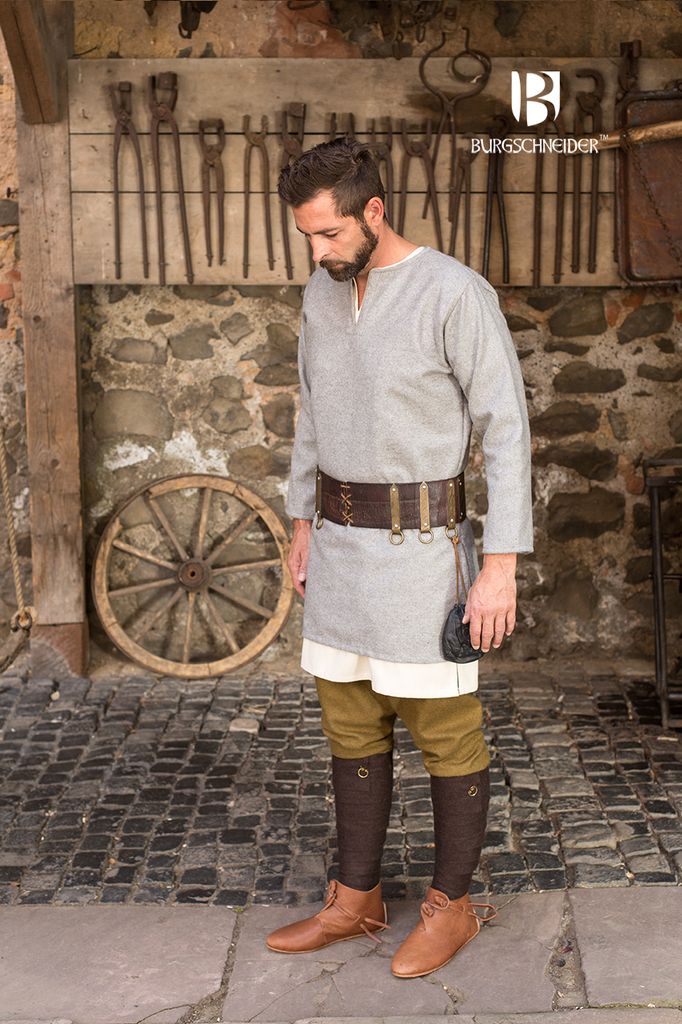 Mittelalter Tunika Lodin mit Wolle Grau XXXL