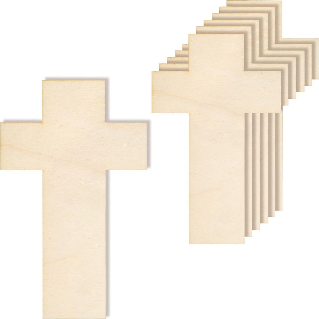 Creative Deco 10 x Große Kreuz Anhängers aus Holz | 20 x Produktbild 