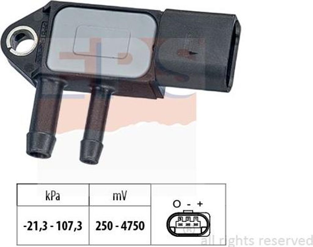 EPS 1.993.265 Abgasdrucksensor OE 059906051C kompatibel mit A1 8X, A3 8P, A4 8K, A5 8T, A5 8F, A6 4G, Q5, Altea, Altea XL, Exeo, Ibiza, Leon, Toled...