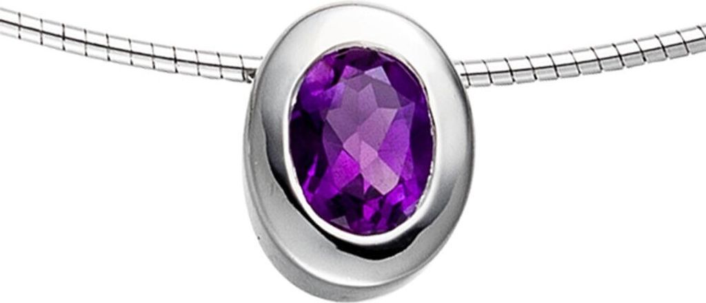 Anhänger mit Amethyst violett lila oval facettiert 925 Silber Halsschmuck Damen