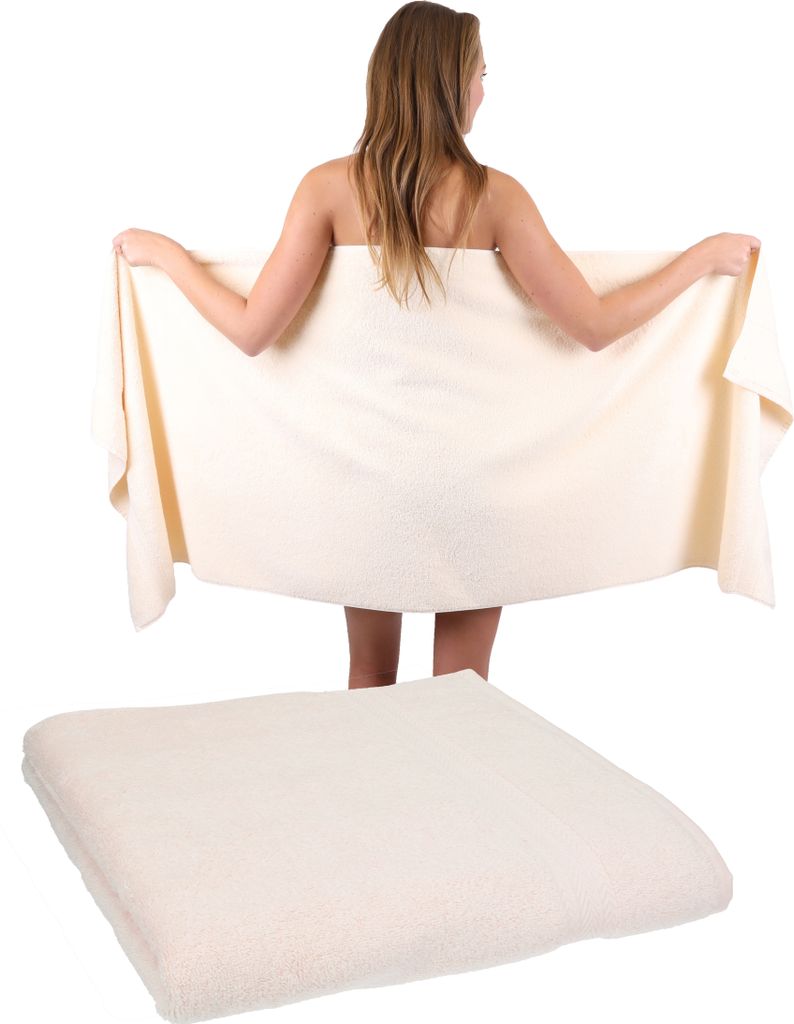 Betz 2 Stück Saunatücher 70 x 200 cm PREMIUM 100% Baumwolle Badetuch Liegetuch Strandtuch Farbe: beige