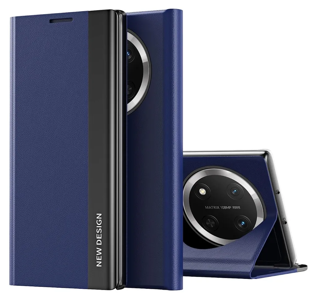 Per Honor Magic 7 Lite / X9c Design Custodia Flip in Pelle finta placcata blu scuro